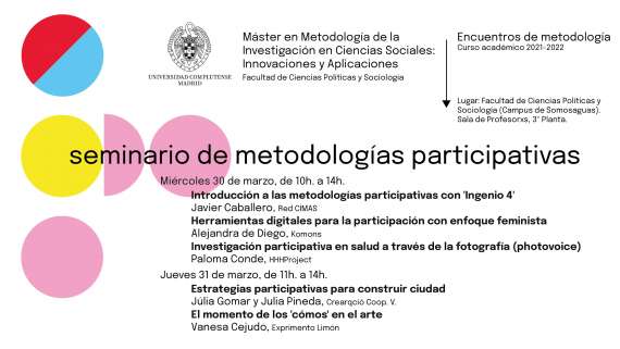 Seminario IAP organizado por el Máster de Metodología de la Investigación (30 y 31 de marzo 2022)